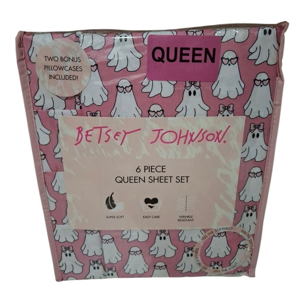 Betsey Johnson Halloween Ghost Queen Sheet 6pc & Soft Throw Blanket Set NEW - Picture 2 of 5